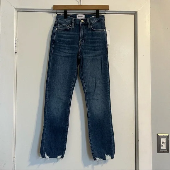Frame Denim Le High Straight Women's 24 Distressed Blue Jeans NWT high rise - Picture 1 of 7
